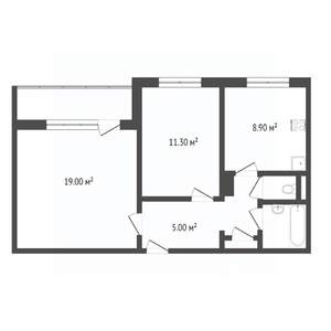 2-к квартира, вторичка, 53м2, 2/10 этаж