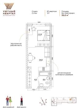 1-к квартира, вторичка, 36м2, 2/15 этаж