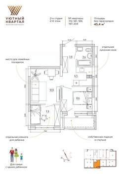 2-к квартира, вторичка, 45м2, 2/8 этаж