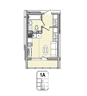 Студия квартира, вторичка, 24м2, 9/16 этаж