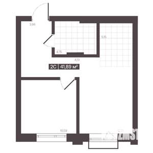 2-к квартира, строящийся дом, 42м2, 13/16 этаж