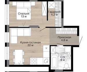 Студия квартира, вторичка, 50м2, 2/15 этаж