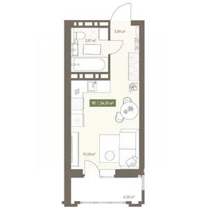 Студия квартира, вторичка, 25м2, 15/16 этаж