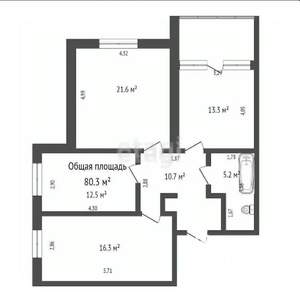 3-к квартира, вторичка, 81м2, 6/12 этаж