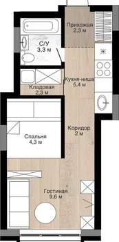 Студия квартира, вторичка, 30м2, 6/15 этаж