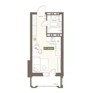 Студия квартира, вторичка, 26м2, 13/16 этаж