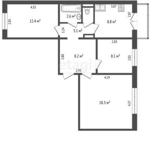 3-к квартира, вторичка, 63м2, 5/10 этаж