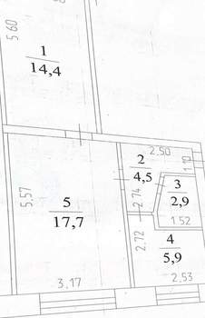 2-к квартира, вторичка, 45м2, 5/5 этаж