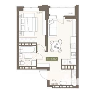 1-к квартира, вторичка, 39м2, 8/16 этаж