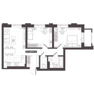 3-к квартира, вторичка, 69м2, 4/16 этаж