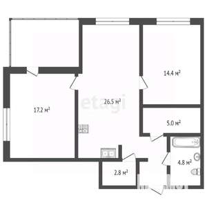 3-к квартира, вторичка, 86м2, 2/4 этаж