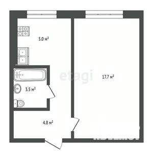 1-к квартира, вторичка, 31м2, 1/5 этаж