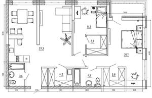 4-к квартира, вторичка, 102м2, 2/8 этаж