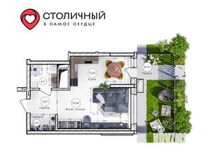 1-к квартира, вторичка, 47м2, 2/25 этаж