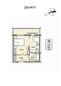 1-к квартира, строящийся дом, 37м2, 4/16 этаж