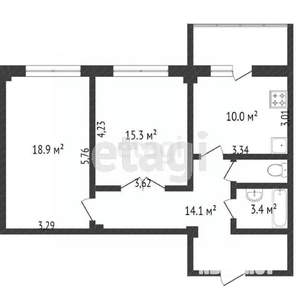 2-к квартира, вторичка, 50м2, 12/12 этаж