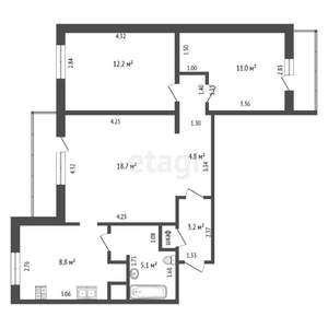 3-к квартира, вторичка, 66м2, 2/16 этаж