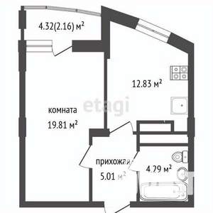 2-к квартира, вторичка, 44м2, 6/25 этаж