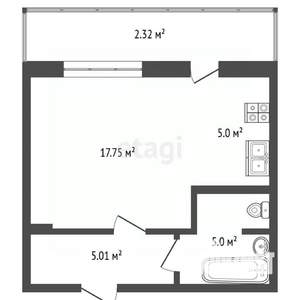 Студия квартира, сданный дом, 35м2, 12/16 этаж
