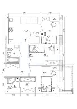 3-к квартира, вторичка, 71м2, 5/8 этаж