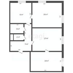 3-к квартира, вторичка, 71м2, 5/5 этаж