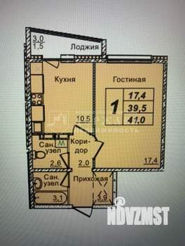 1-к квартира, вторичка, 41м2, 9/9 этаж