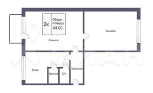2-к квартира, вторичка, 44м2, 2/5 этаж