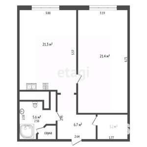 2-к квартира, вторичка, 62м2, 14/14 этаж