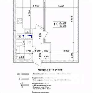 1-к квартира, вторичка, 44м2, 11/12 этаж