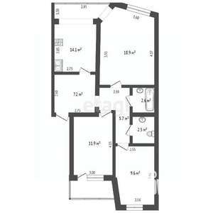 3-к квартира, вторичка, 74м2, 5/9 этаж