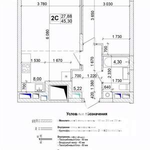 1-к квартира, строящийся дом, 45м2, 11/12 этаж