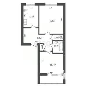 2-к квартира, вторичка, 49м2, 3/5 этаж