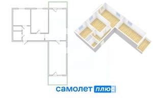 3-к квартира, вторичка, 67м2, 3/9 этаж