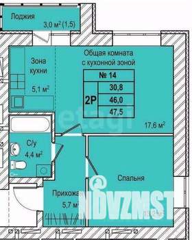 2-к квартира, вторичка, 48м2, 3/13 этаж