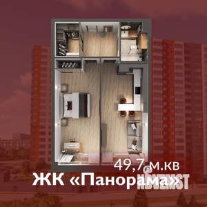 1-к квартира, строящийся дом, 50м2, 8/17 этаж