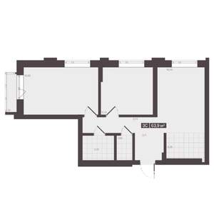 3-к квартира, строящийся дом, 64м2, 13/16 этаж