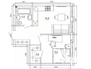 1-к квартира, вторичка, 39м2, 5/15 этаж