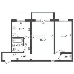 2-к квартира, вторичка, 48м2, 4/5 этаж
