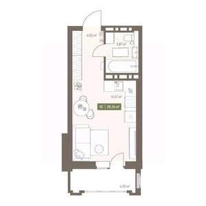 Студия квартира, вторичка, 26м2, 9/16 этаж