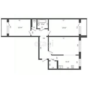 3-к квартира, вторичка, 81м2, 2/10 этаж