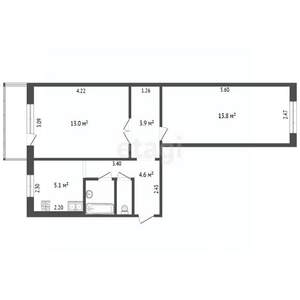 2-к квартира, вторичка, 44м2, 3/5 этаж