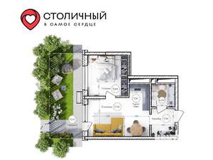 2-к квартира, вторичка, 53м2, 2/25 этаж