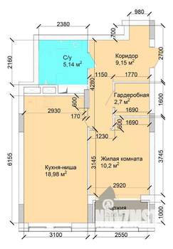 2-к квартира, строящийся дом, 49м2, 9/15 этаж