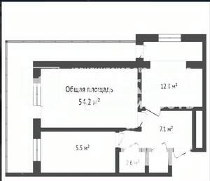 2-к квартира, вторичка, 52м2, 5/5 этаж