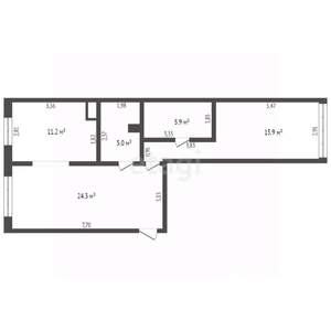 2-к квартира, вторичка, 66м2, 4/5 этаж