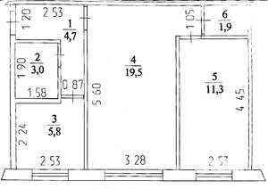 2-к квартира, вторичка, 46м2, 2/5 этаж