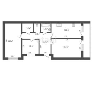 3-к квартира, вторичка, 81м2, 3/6 этаж