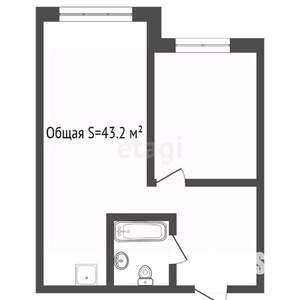 1-к квартира, вторичка, 43м2, 7/7 этаж