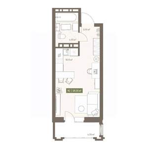 Студия квартира, вторичка, 28м2, 4/16 этаж