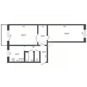 2-к квартира, вторичка, 46м2, 3/5 этаж